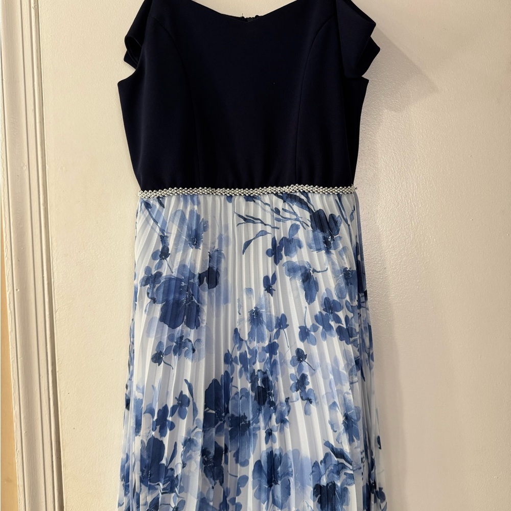 Speechless Navy and Blue Floral Kids Dress